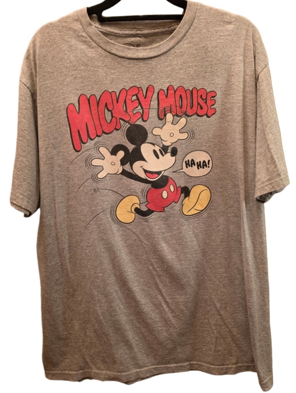 Disney Mickey Mouse Retro Cartoon Graphic T-Shirt Gray Oversized Large